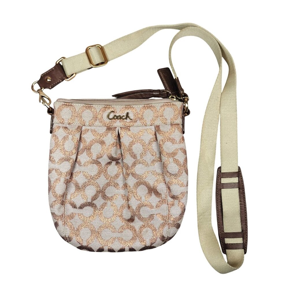 Coach Parker Signature Swingpack Canvas Crossbody Bag in Rose Gold